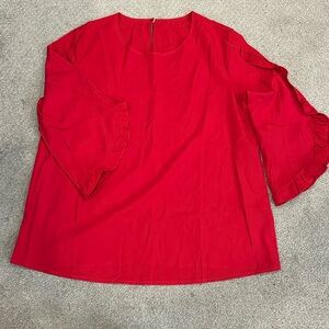 Emery Rose Women’s Blouse w/Frill Trim & 3/4 Sleeves